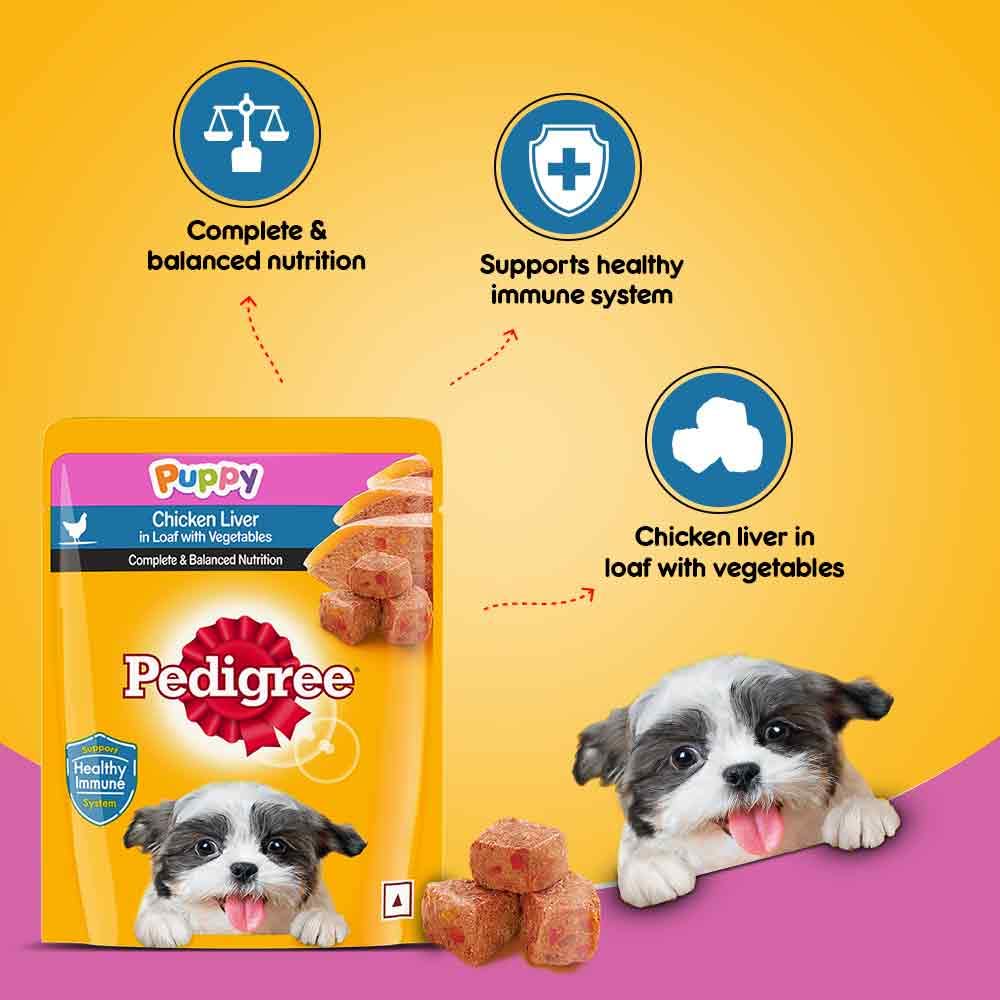 Pedigree - Puppy Wet Dog Food, Chicken Liver Flavour in Loaf with Vegetables