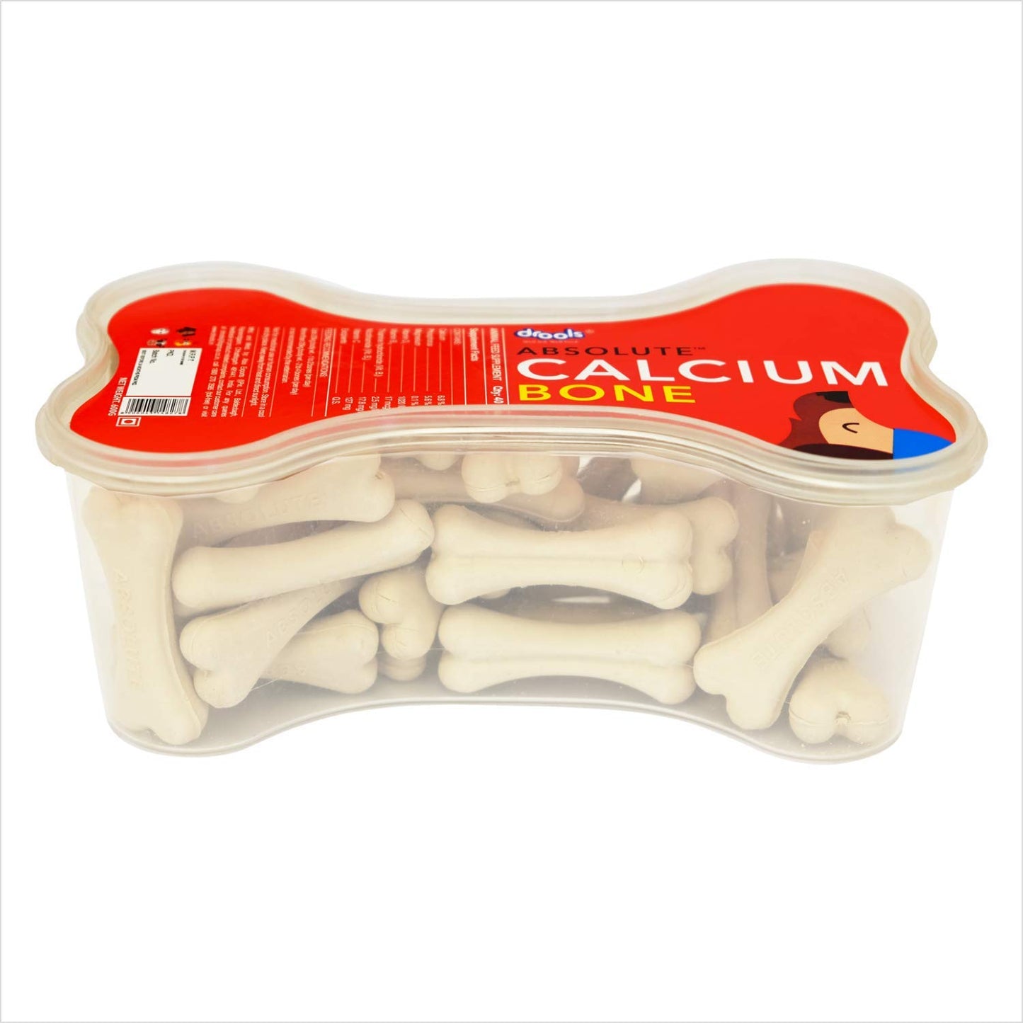 Drools Absolute Calcium Bone Jar, Dog Treats For All Life Stages - 40 Pieces (600g)