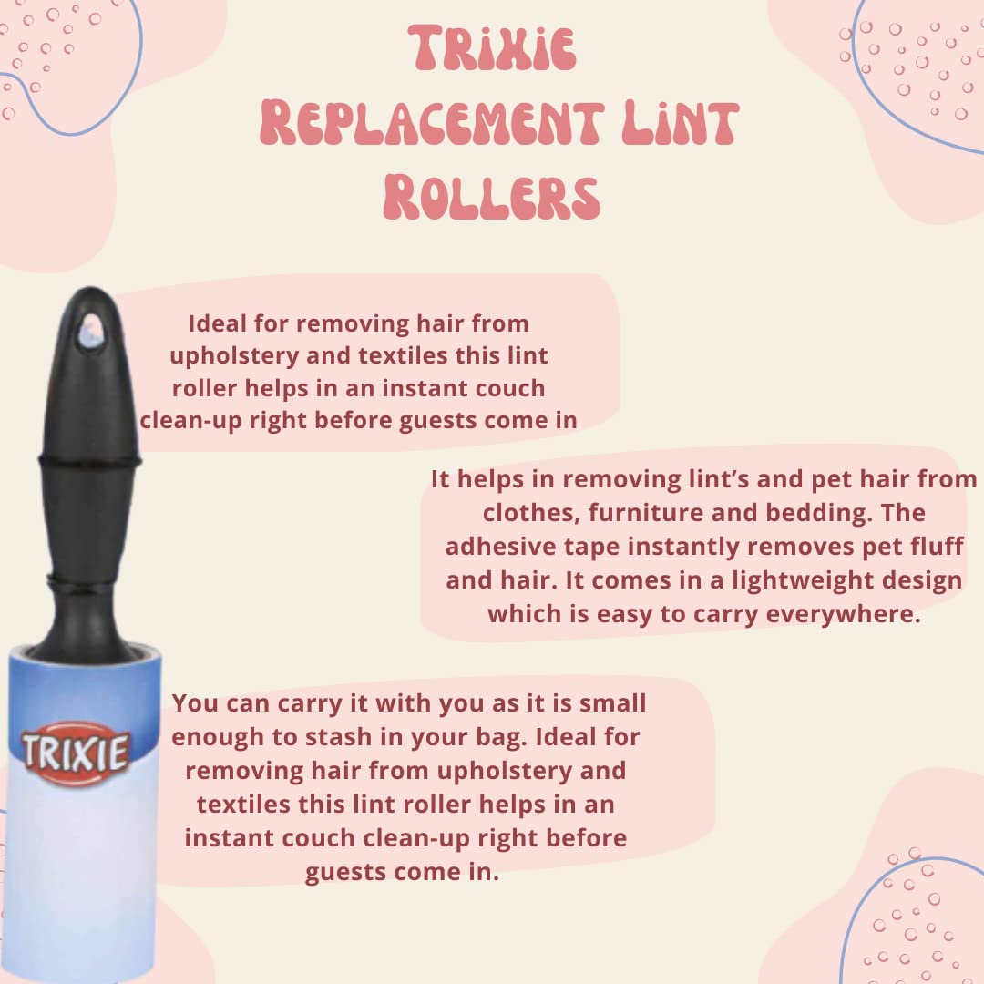 Trixie Lint Roller, Fast Removal of Animals Hairs and Fluff from Adhesive Tape 60 Sheets Per Roll