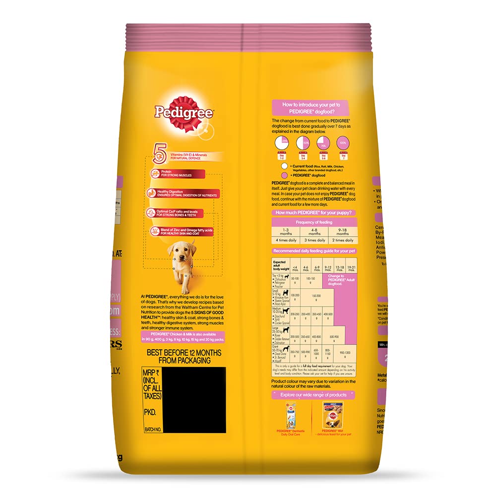 Pedigree- Puppy Dry Dog Food, Chicken & Milk