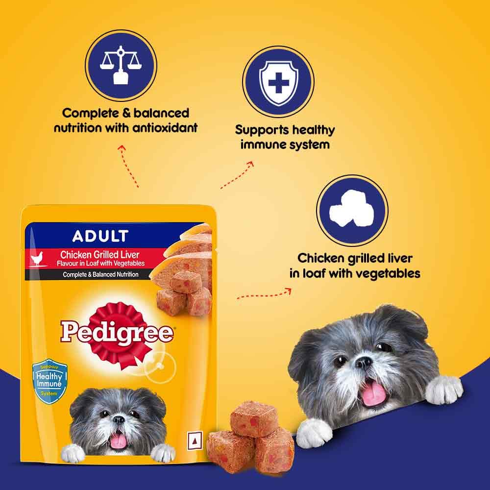 Pedigree- Adult Wet Dog Food, Chicken Grilled Liver in Loaf with Vegetables (15 X 70 g)