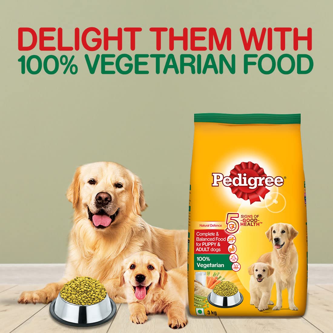 Pedigree - 100% Vegetarian Complete & Balanced Food for Puppy & Adult Dogs