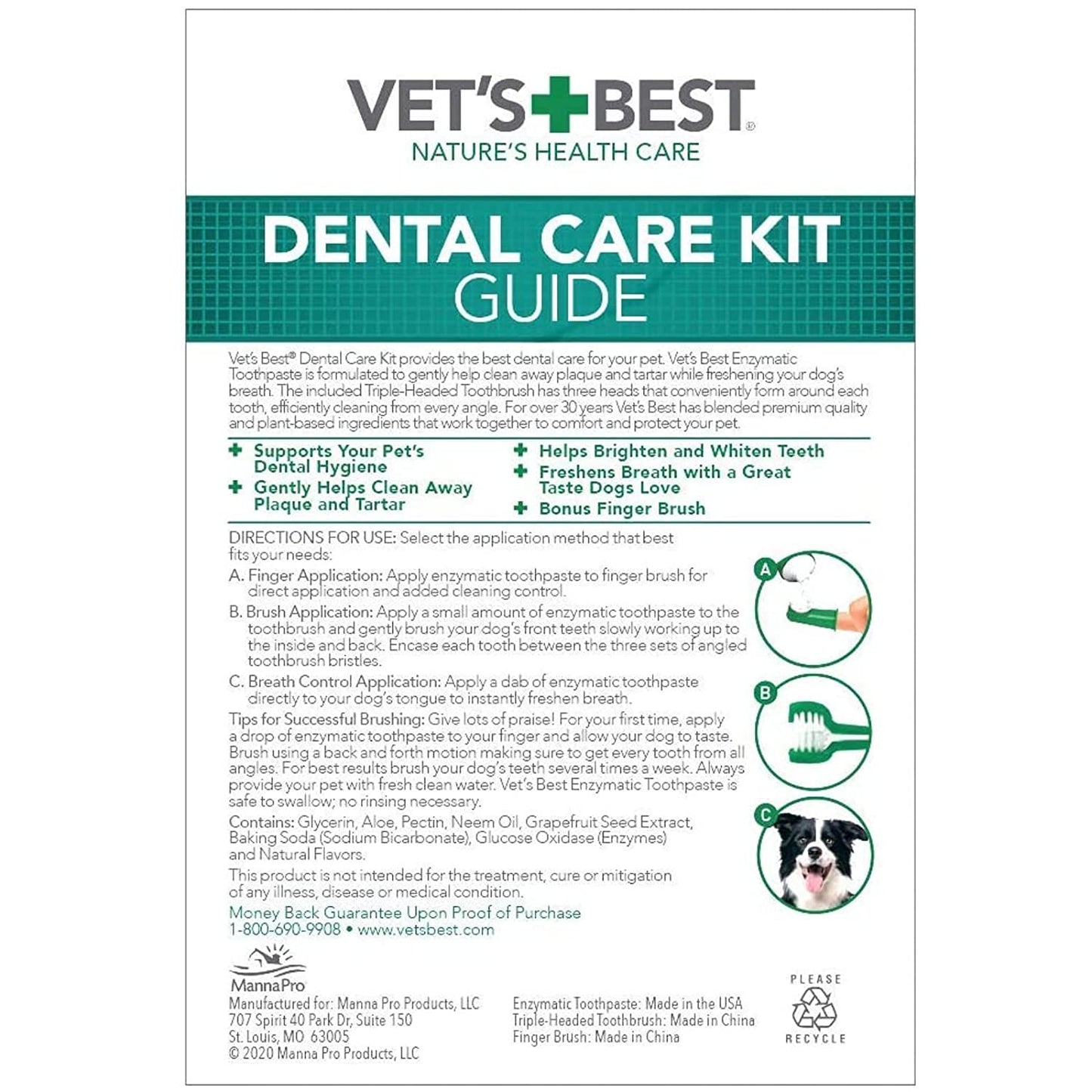 Vets Best Dental Kit Toothbrush and Toothpaste for Puppy