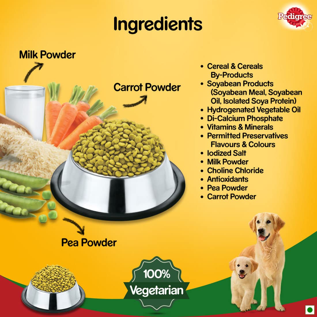 Pedigree - 100% Vegetarian Complete & Balanced Food for Puppy & Adult Dogs