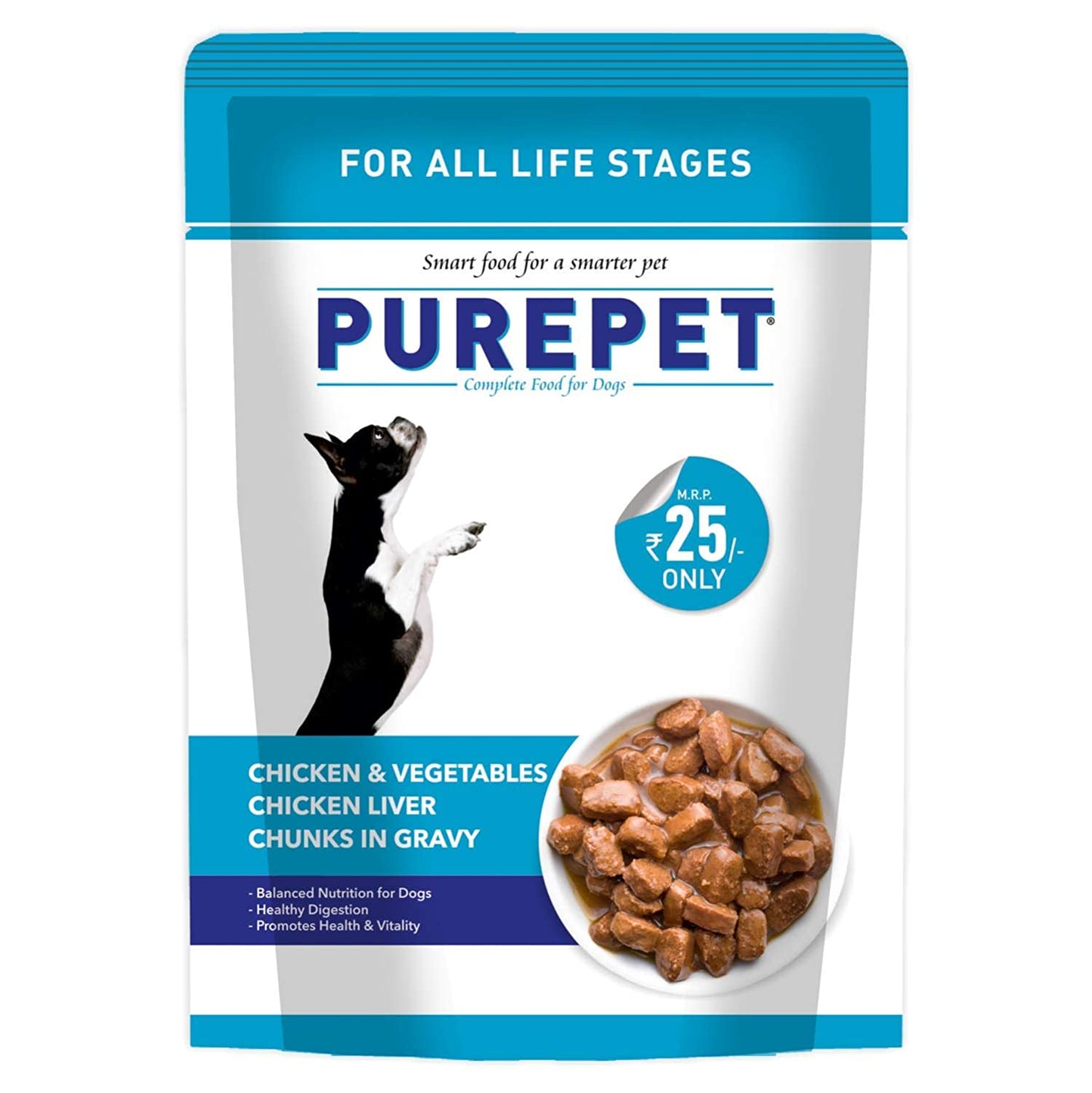 Purepet -Chicken & Vegetable Chunks In Gravy Adult Dog Wet Food 24 Pouches (24x70g)