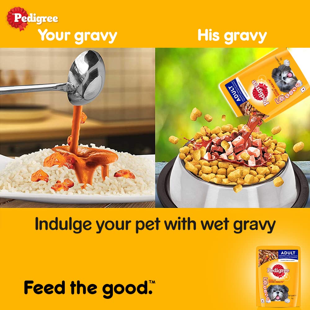 Pedigree-  Adult Wet Dog Food, Grilled Liver Chunks Flavour in Gravy with Vegetables