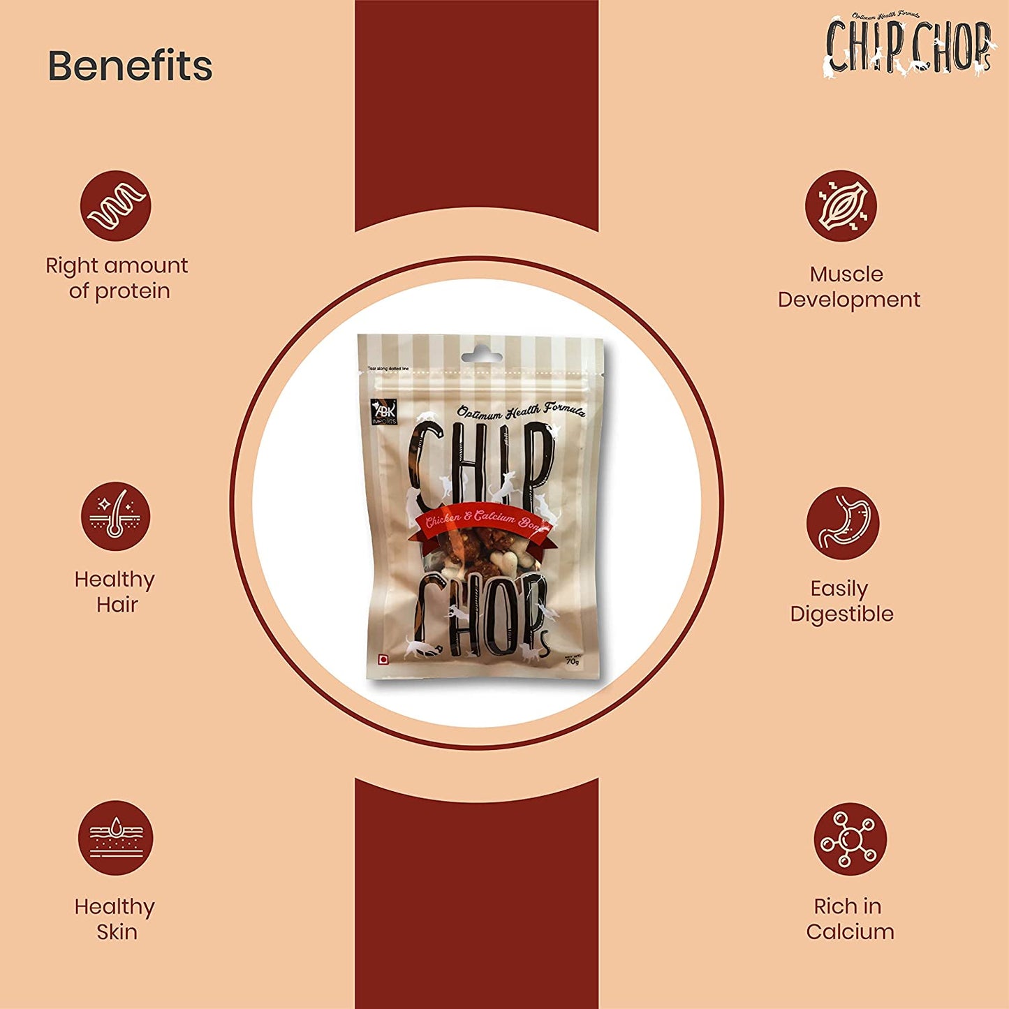 Chip Chops - Chicken and Calcium Bone 70g