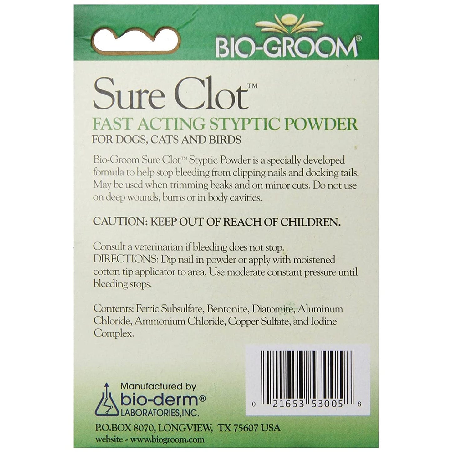 Bio-Groom Sure Clot Fast Acting Styptic Powder for Dogs - 14gm