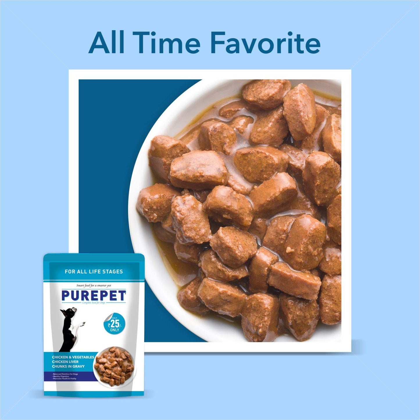 Purepet -Chicken & Vegetable Chunks In Gravy Adult Dog Wet Food 24 Pouches (24x70g)