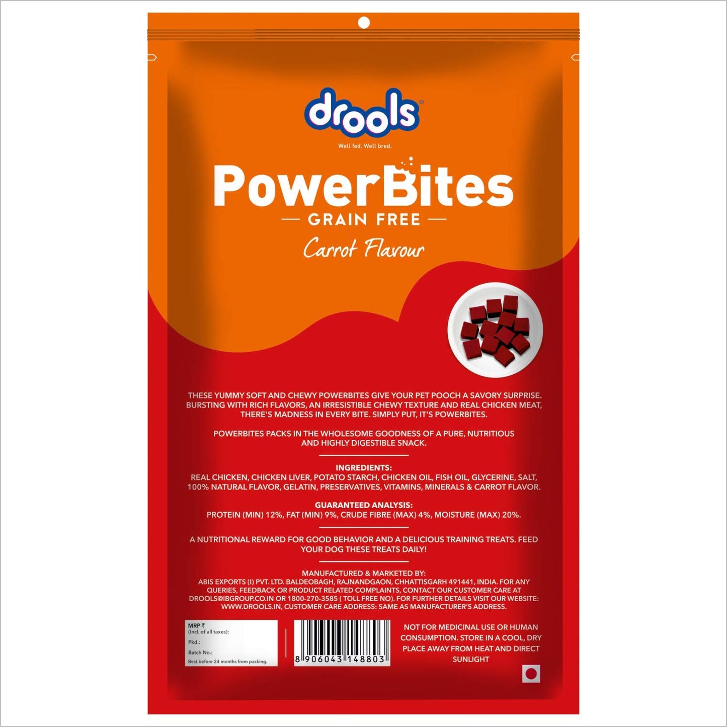 Drools - Power Bites Carrot Flavour Dog Treats