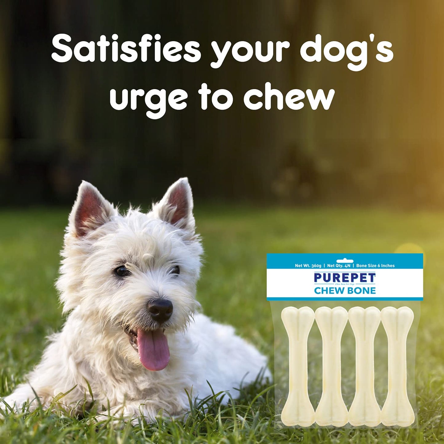 Purepet - Chew Bone For Dogs 6 Inches - Pack of 4 Bones