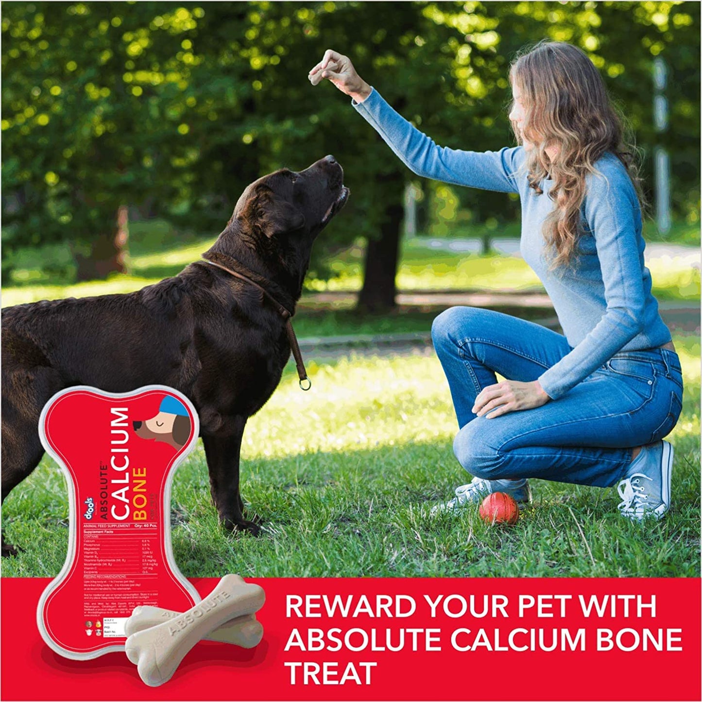 Drools Absolute Calcium Bone Jar, Dog Treats For All Life Stages - 40 Pieces (600g)