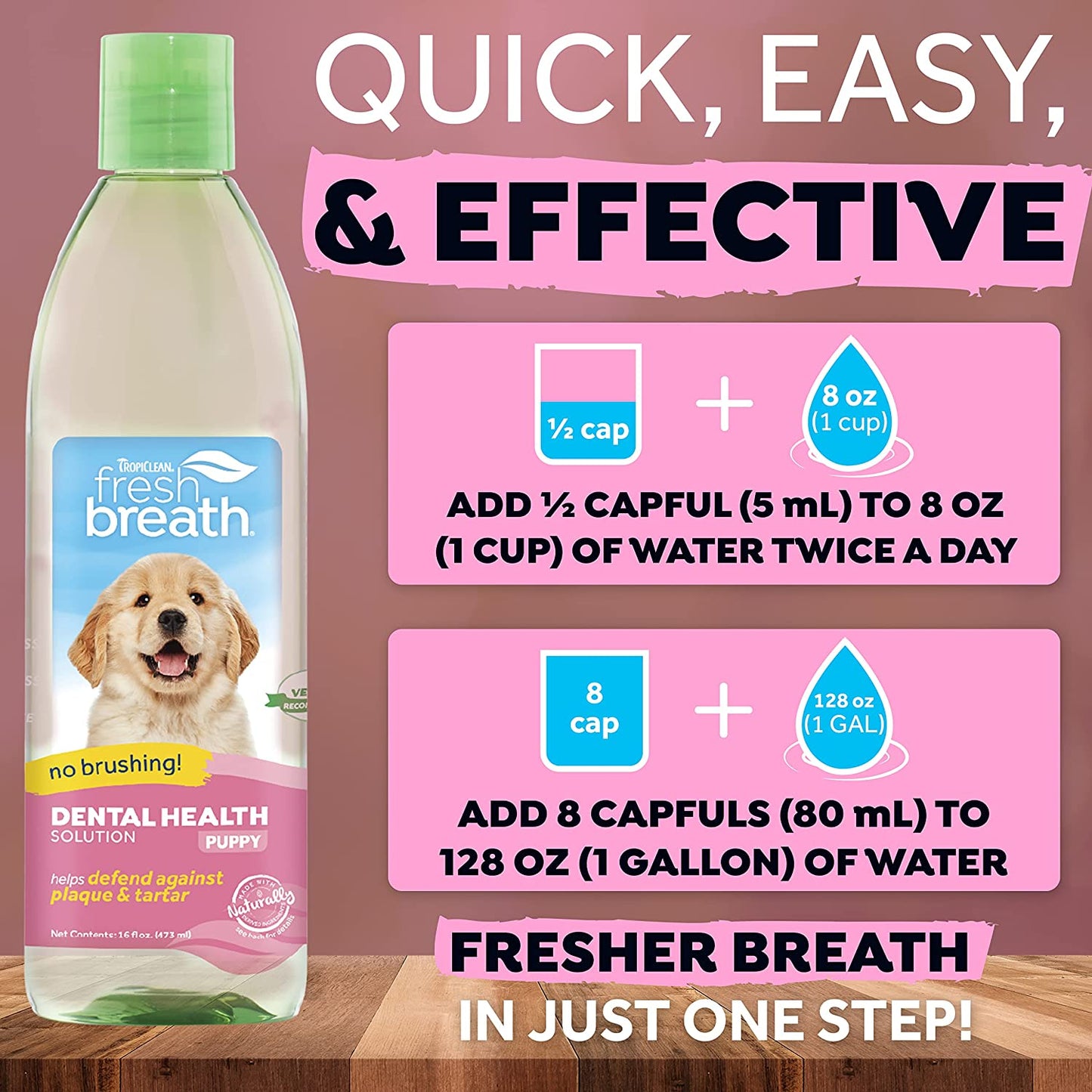 Tropiclean Fresh Breath Water Additive for Puppies, 473 ml