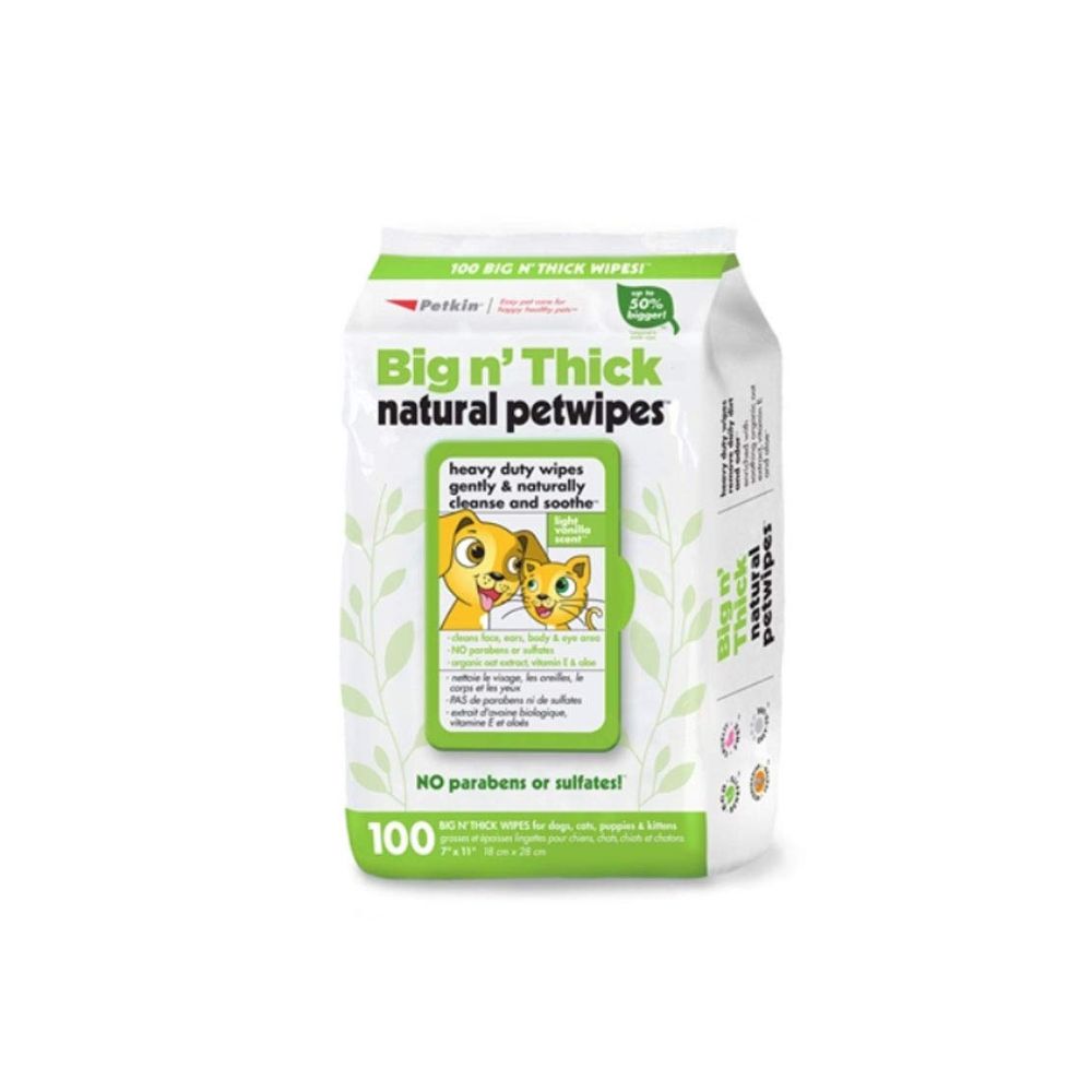 Petkin Big N' Thick Natural Petwipes 100 ct