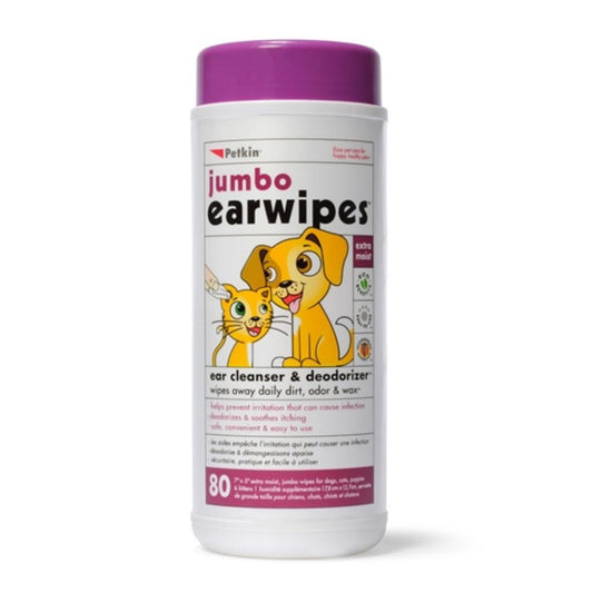 Petkin Jumbo Ear Wipes (80ct)