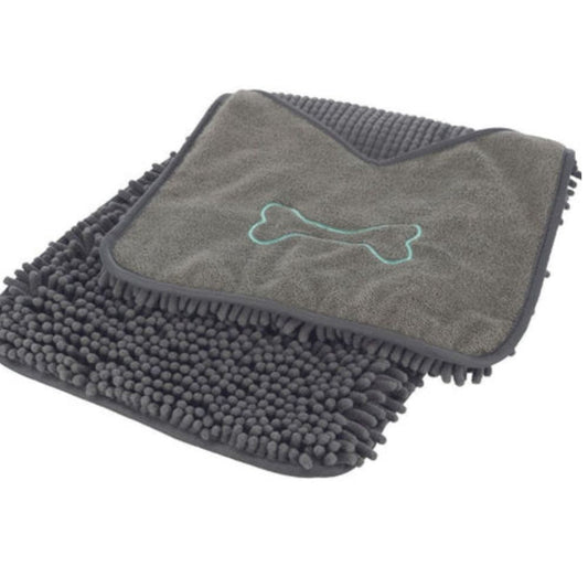 Trixie Towel with Mitt Pockets - Grey (78 x 32 cm)