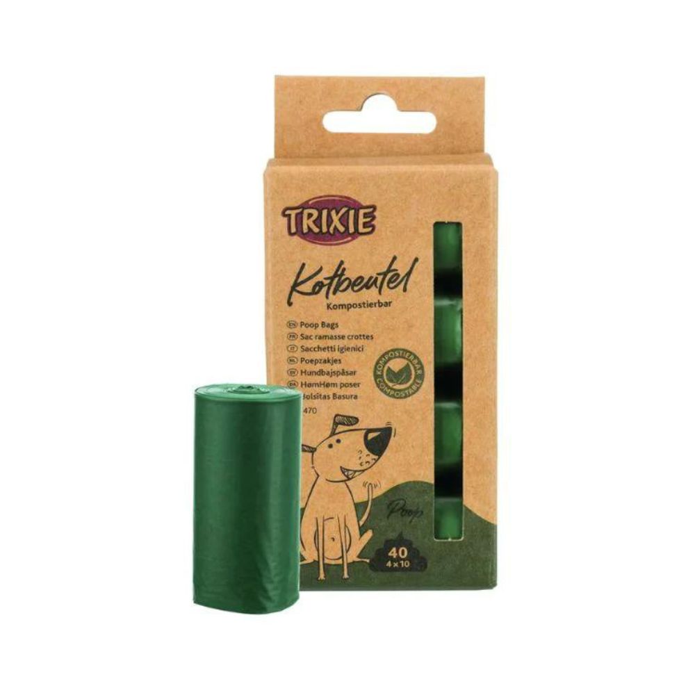 Trixie Dog Dirt/Poop Bags Biodegradable Brown, 4 rolls of 10pcs