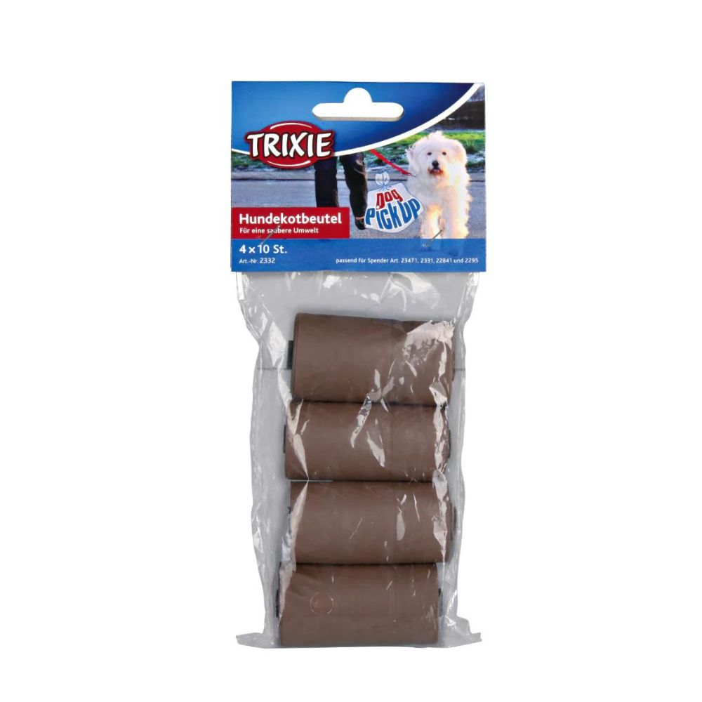 Trixie Dog Dirt/Poop Bags Biodegradable Brown, 4 rolls of 10pcs