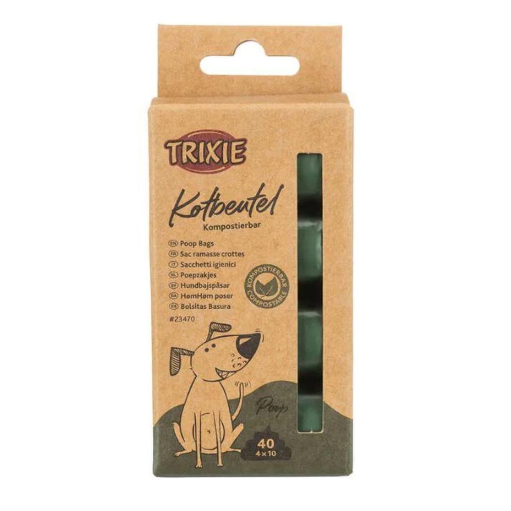 Trixie Dog Dirt/Poop Bags Biodegradable Brown, 4 rolls of 10pcs