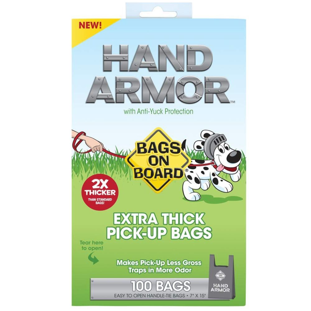 Bags on Board Extra Thick Hand Armor Dog Waste Bags, 7X15 in, 100 Bags