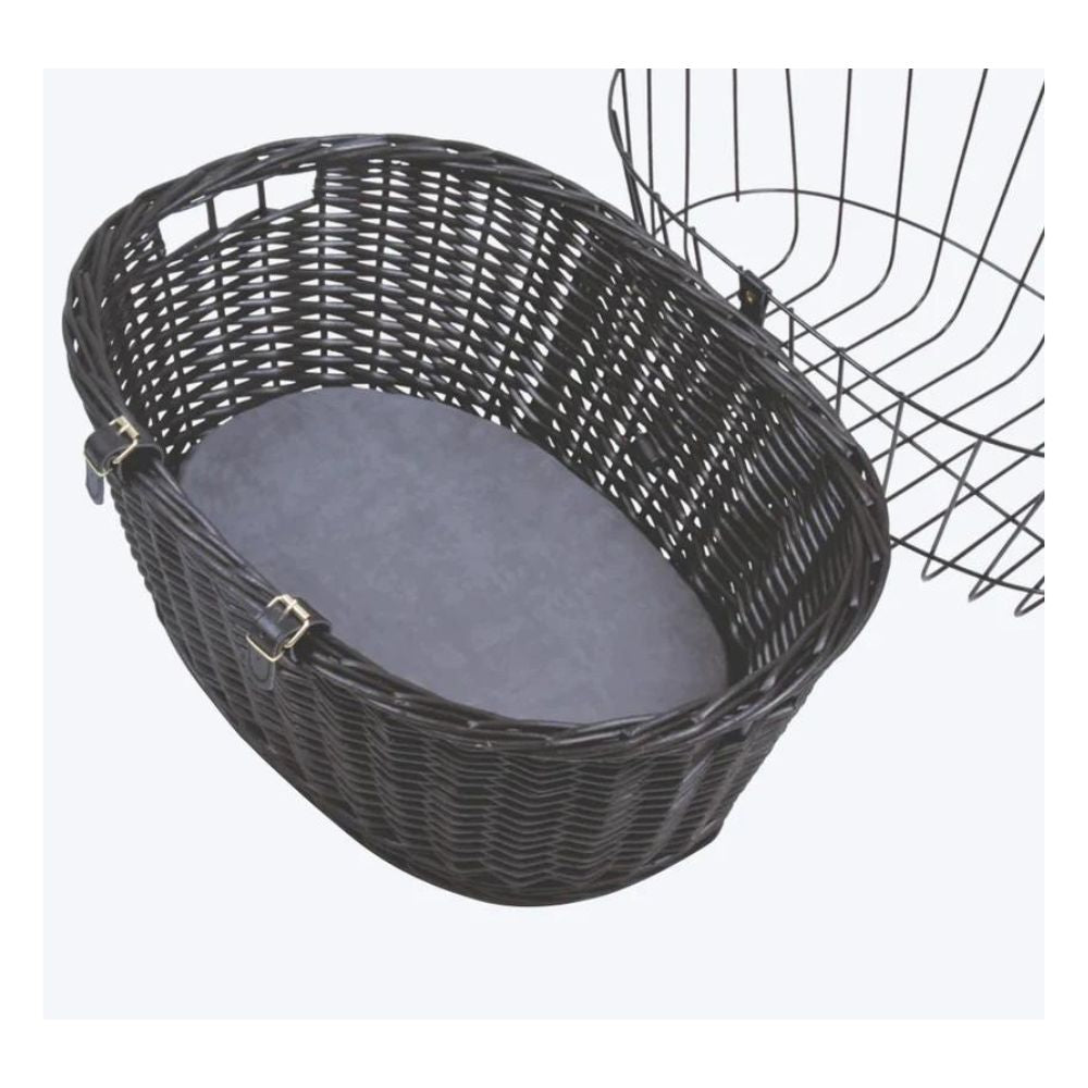 Trixie Front Black Bicycle Basket Willow - Upto 8 Kg