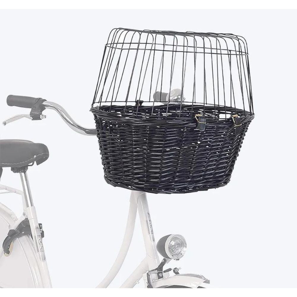 Trixie Front Black Bicycle Basket Willow - Upto 8 Kg