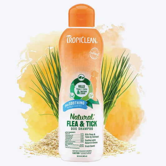 TropiClean Natural Flea & Tick Dog Shampoo (Soothing) - 355ml