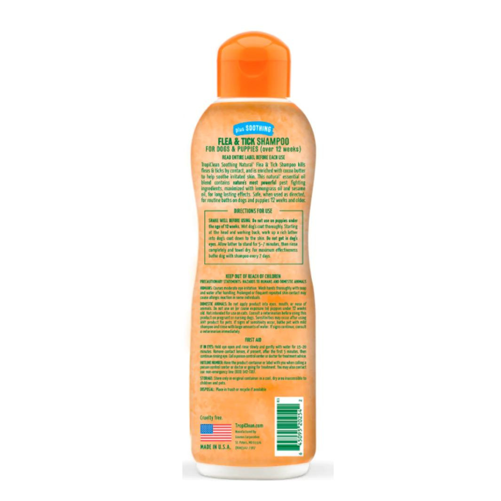 Tropiclean Natural Flea and Tick Plus Soothing Shampoo for Dogs - 355ml