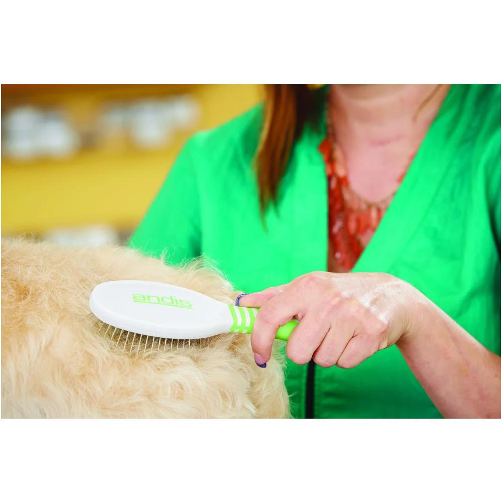 Andis Pin Brush for Dogs (White/Lime Green)