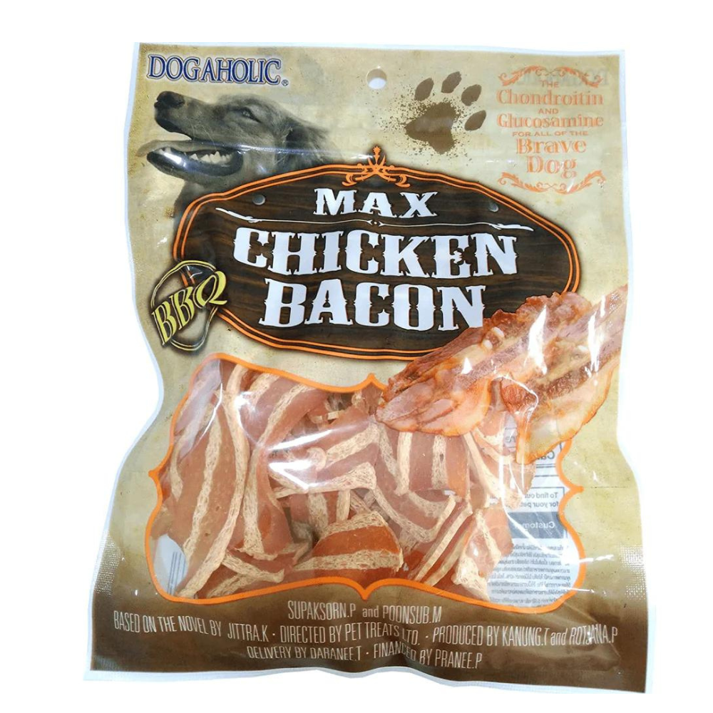 Dogaholic Max Barbeque Chicken Bacon Strips Dog Treats - 130 g