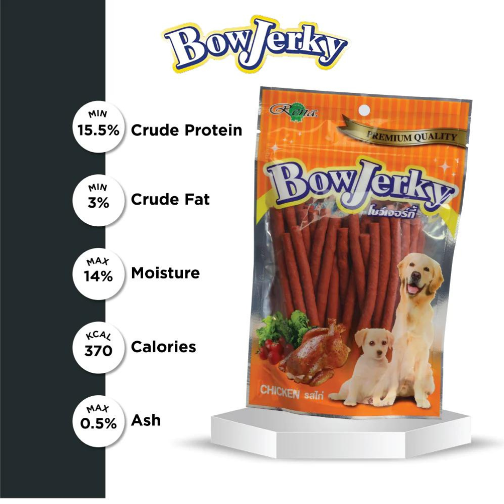 Rena BowJerky Chicken Sticks Dog Treats - 200 g