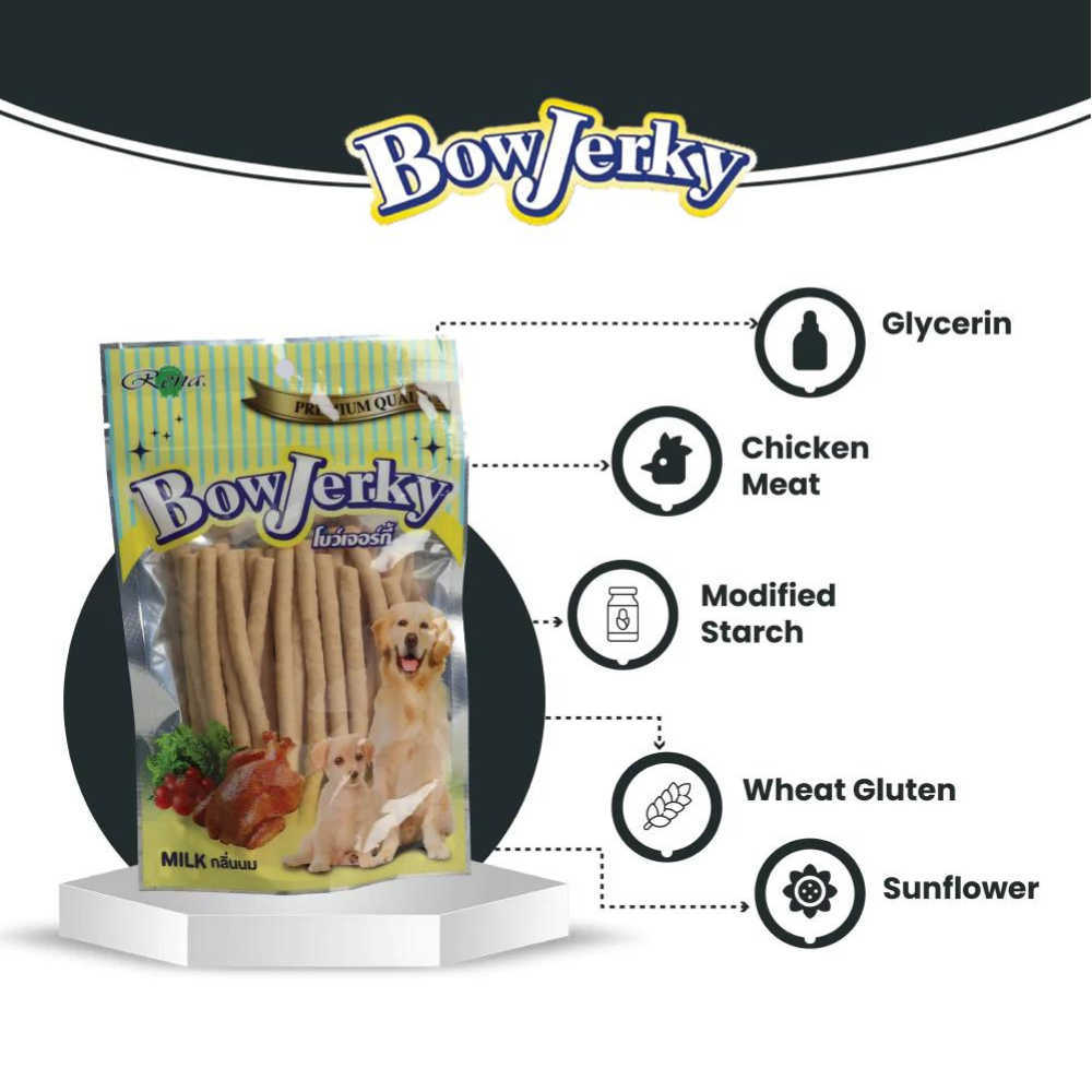 Rena BowJerky Milk Sticks Dog Treats - 200 g