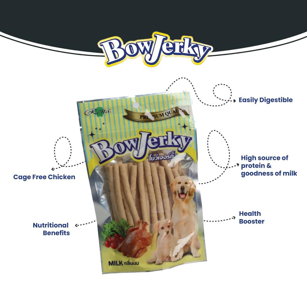 Rena BowJerky Milk Sticks Dog Treats - 200 g