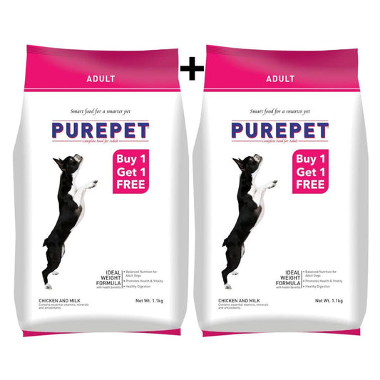 Purepet - Chicken & Milk Adult Dry Dog Food 1.1 kg (Buy 1 Get 1 Free)