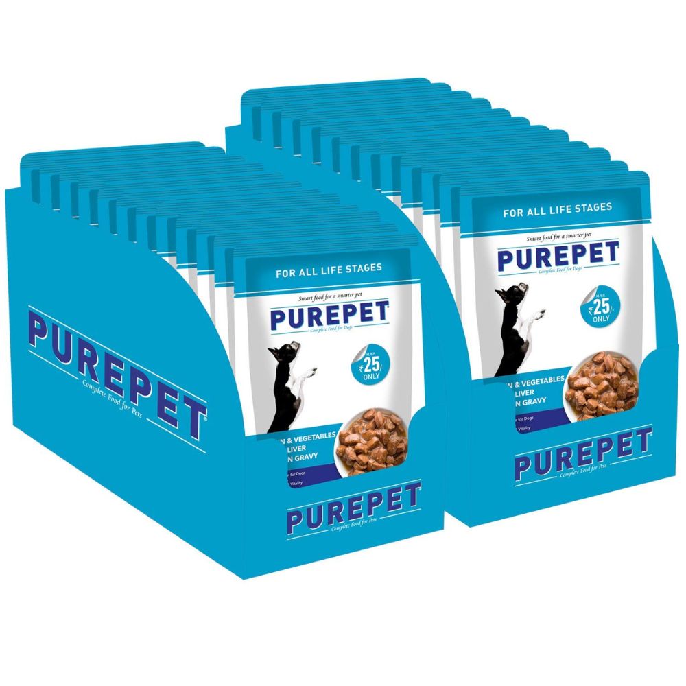 Purepet -Chicken & Vegetable Chunks In Gravy Adult Dog Wet Food 24 Pouches (24x70g)